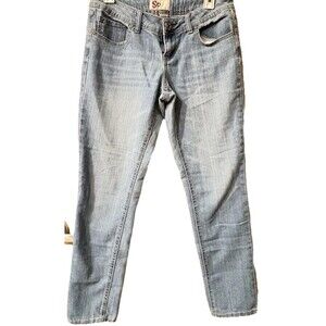 SO Women Jean 9 Blue Denim Slim Straight Leg Low Rise Light Wash Cotton Blend